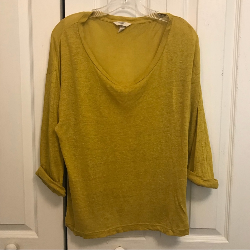 land’s end canvas marigold linen blouse